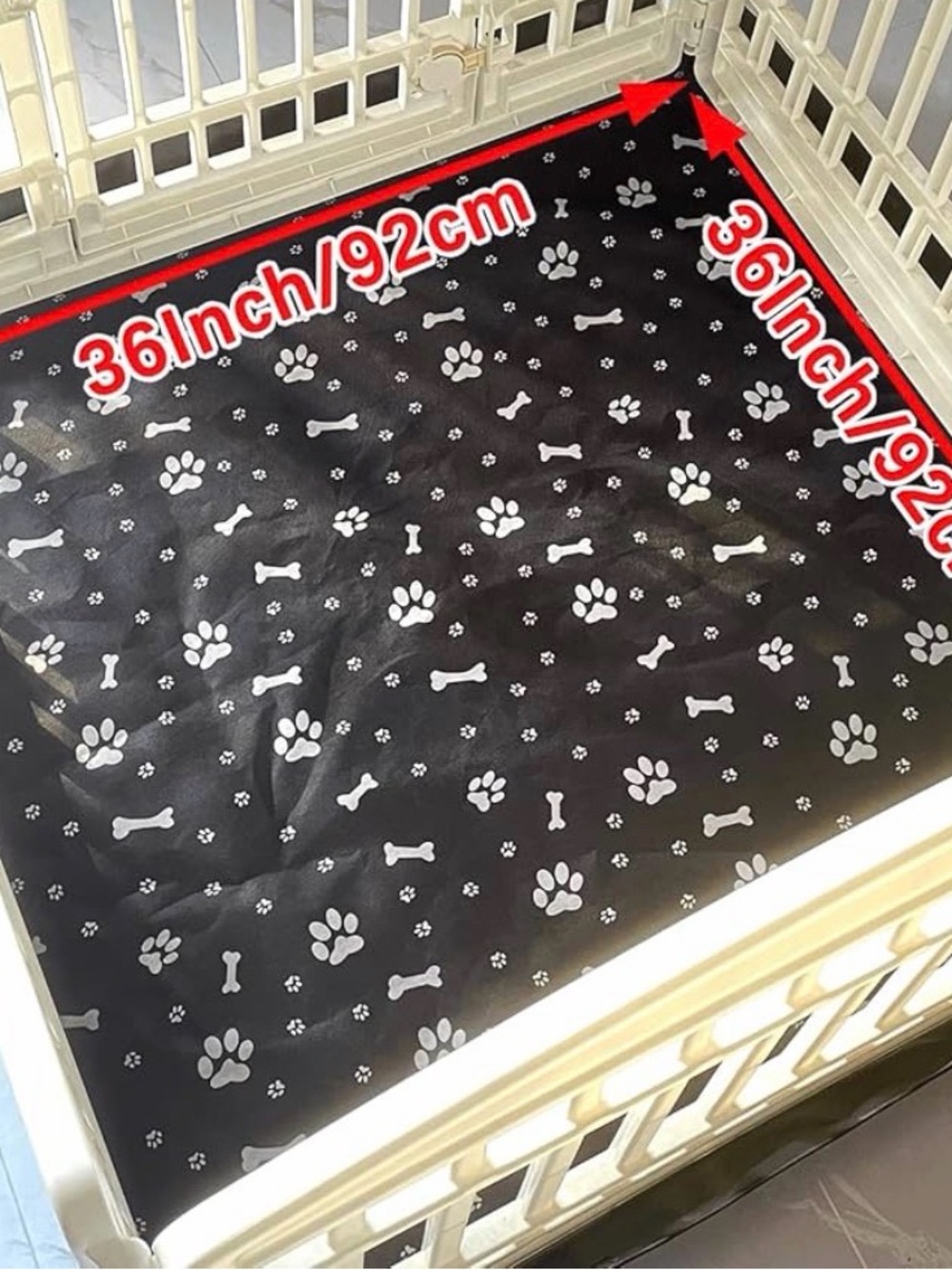 Black Paw Print Pet Playpen Mat